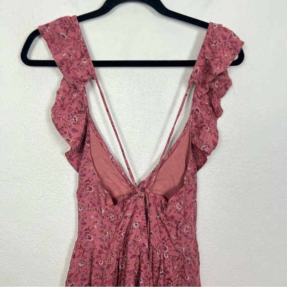 NEW Madewell Ruffle Neck Button Up Mini Dress Vintage Quartz Pink Floral Size 4 - Picture 8 of 12